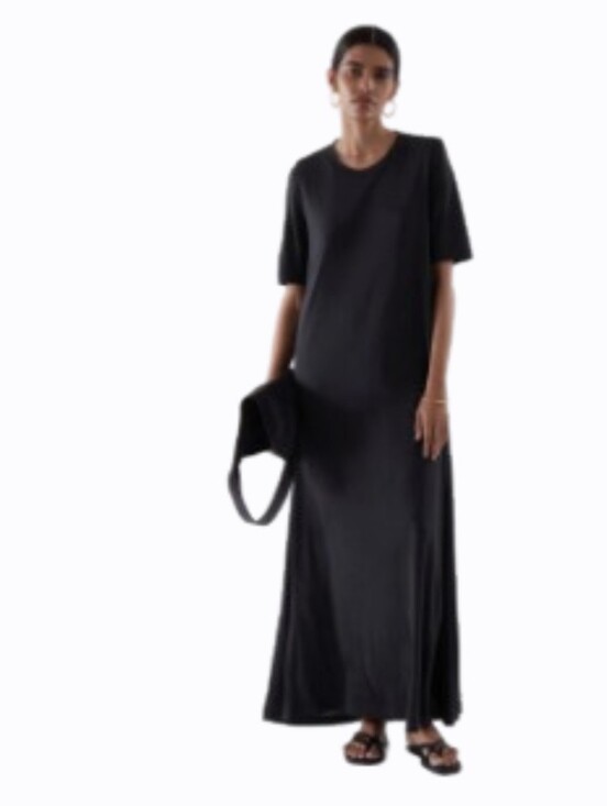COS Dresses & Skirts - COS Voluminous Maxi T-shirt Dress Navy Relaxed Fit Pullover Size Small Lyocell